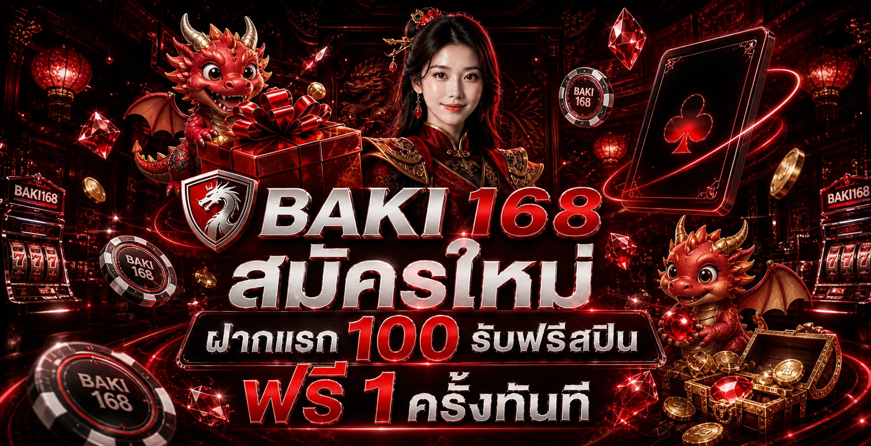 BAKI168 โปรสมาชิกใหม่ ฝากแรกรับ 100% ฟรีสปิน